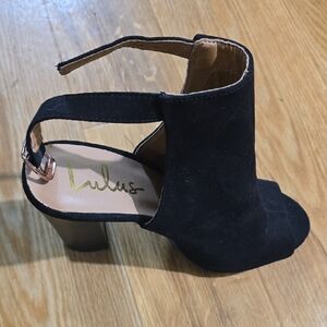 Lulu's Black Open Toe Block Heels